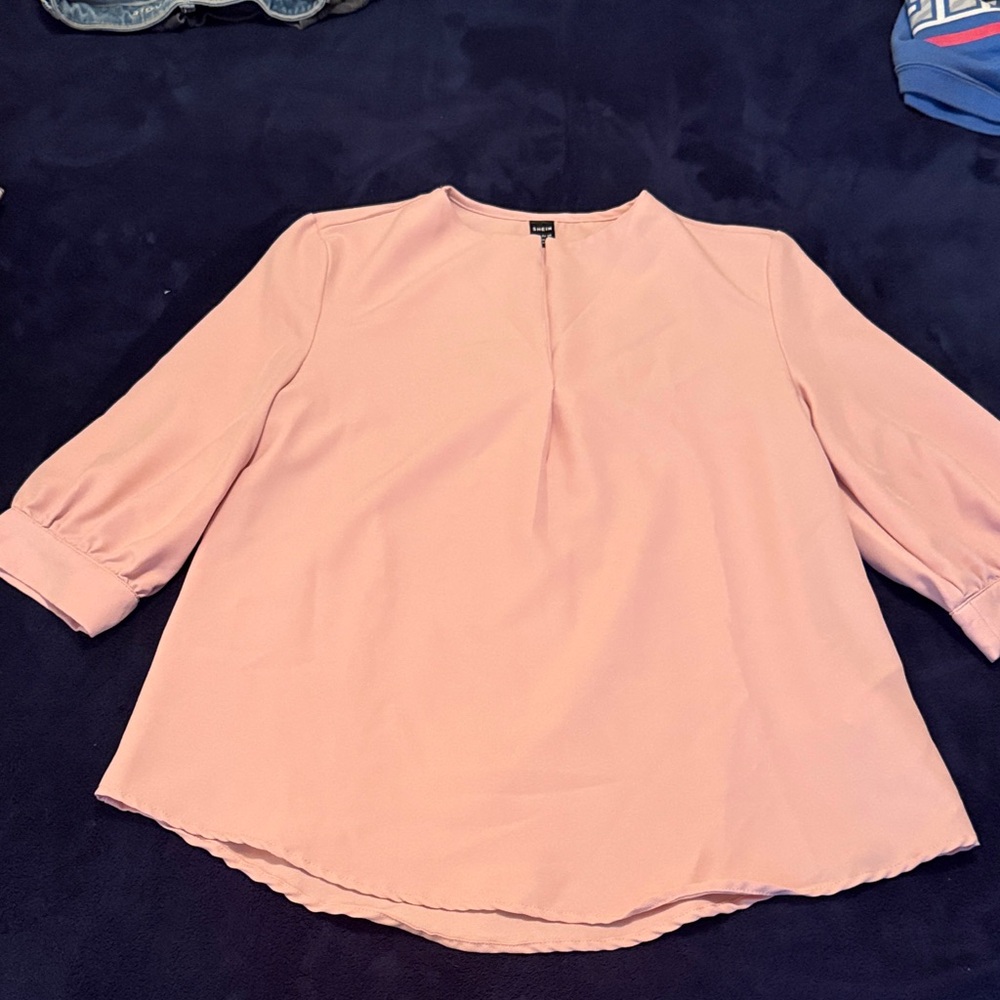 SHEIN Blush Pink 3/4 Sleeve Blouse